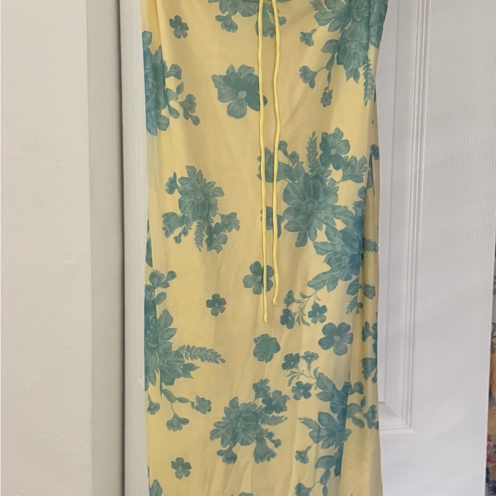 Floral Yellow and Green Maxi Dress